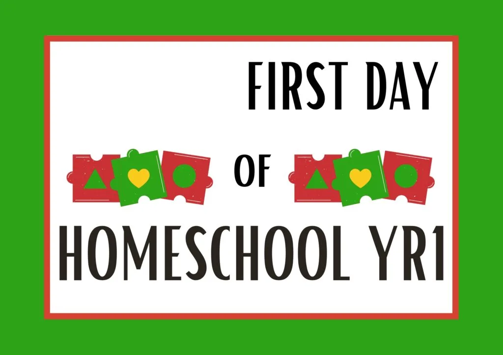 The image depicts a family starting their first day of homeschooling with enthusiasm.