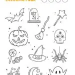 A Halloween-themed coloring page is being used to create a Halloween color palette.