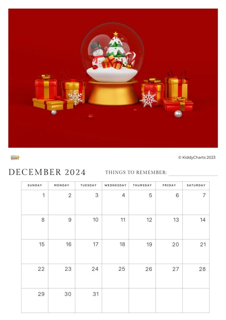 This image is a calendar for December 2023 and 2024, listing the days of the week for each day of the month.