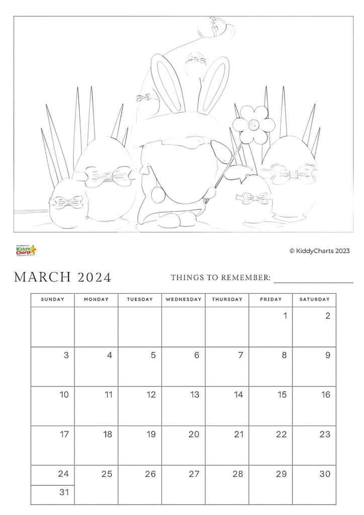 This image is a chart showing the days of the month for March 2023 and March 2024.