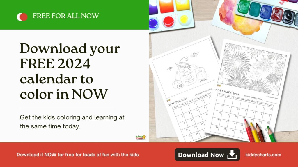 People are being offered a free 2024 calendar to download and color in with their kids for educational and fun purposes.