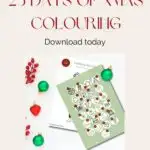 This image is promoting a 25-day coloring advent for kids from KiddyCharts in 2021.