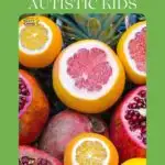 This image is providing simple tips for cooking with autistic kids, as well as offering a helping hand from Kiddy Charts for parents of autistic children.