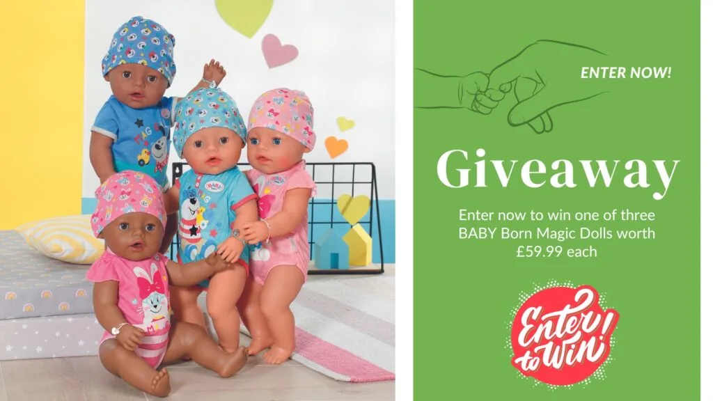 People are being encouraged to enter a giveaway to win one of three Baby Born Magic Dolls worth £59.99 each.