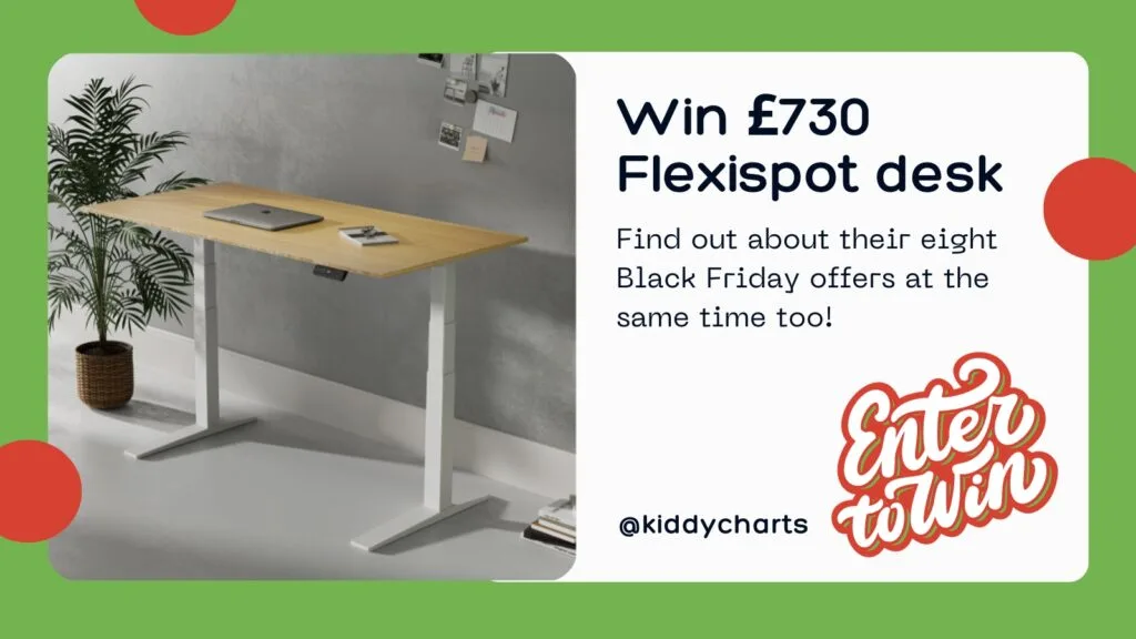 People are entering a competition to win £730 worth of Flexispot desk products by following the @kiddycharts account on social media.