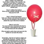 A person is being instructed on how to make a hot air balloon out of a balloon, straws, sellotape or masking tape, and a paper cup.