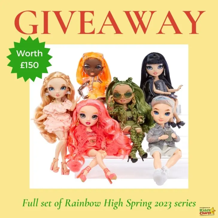 A giveaway is being held for a full set of Rainbow High Spring 2023 series Kiddy Charts worth £150.