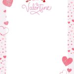 The image shows a Valentine-themed frame with various heart illustrations and the phrase "Be My Valentine" at the top, on a pink background.
