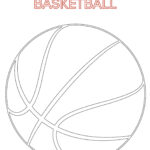 This is a black and white coloring page featuring an outline of a basketball with the words "DESIGN YOUR OWN BASKETBALL" at the top.