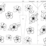 This image shows a printable flower-themed paper craft template with folding and cutting instructions, intended for creating a three-dimensional art project.