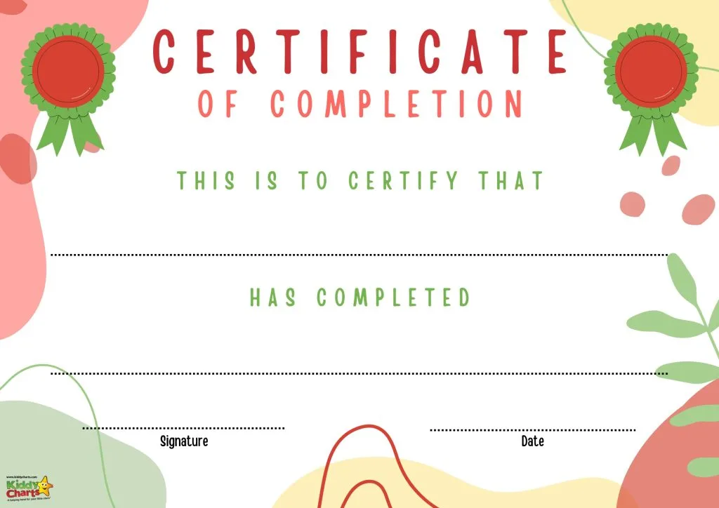 Free Printable Certificate Of Completion For Kids And Adults