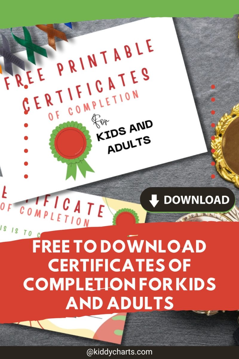 Free printable certificate of completion for kids and adults