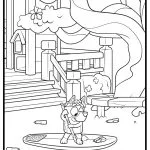 A cartoon dog, holding a paddle on a board, surrounded by crayons. A treehouse setting is in the background.