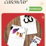 Free printable 2026 calendar featuring colorful illustrations for October and February on wooden surface. Includes download link and website "www.kiddycharts.com".