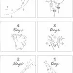 Countdown illustrations for a New Year celebration, featuring stars, lanterns, confetti, rockets, champagne, and a party hat.