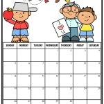 Colorful September calendar with cartoon characters holding an apple and heart note; includes grid layout without specific events marked.