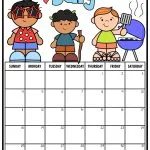 Illustrated July calendar features three cartoon figures: one with sunglasses, one with a walking stick, and one grilling beside a barbecue.