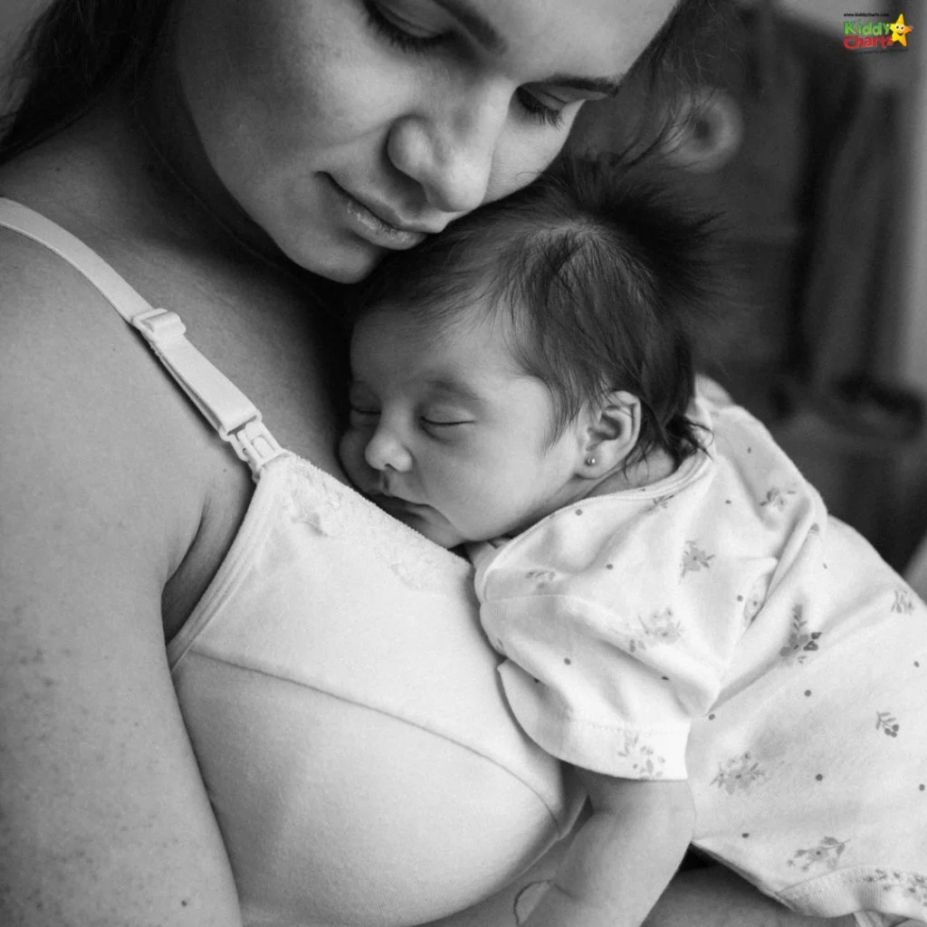 A person holds a sleeping baby closely in a tender, nurturing embrace, showcasing a serene and intimate moment in grayscale.