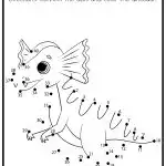 Dot-to-dot dinosaur activity sheet with numbered dots. Instructions invite connecting dots and coloring. Simple, playful design for educational fun.