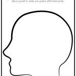 Outline of a head for creating a positive affirmation poster, encouraging cut-out positive words and pictures from magazines.