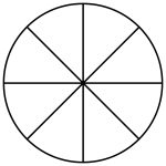 A pie chart is divided into eight equal sections, each separated by straight lines converging at the center, against a plain background.