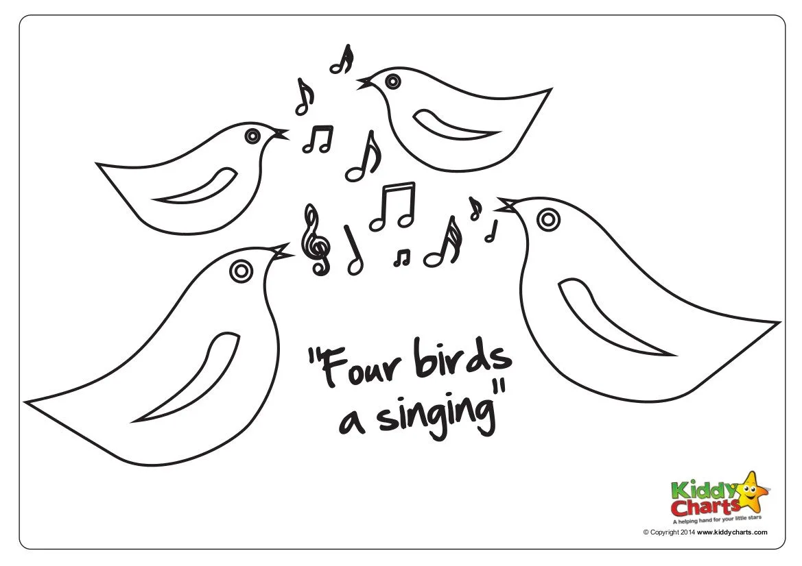 We have another 12 days of Christmas  sheet for you - four calling birds or birds a singing - aren't they amazing!