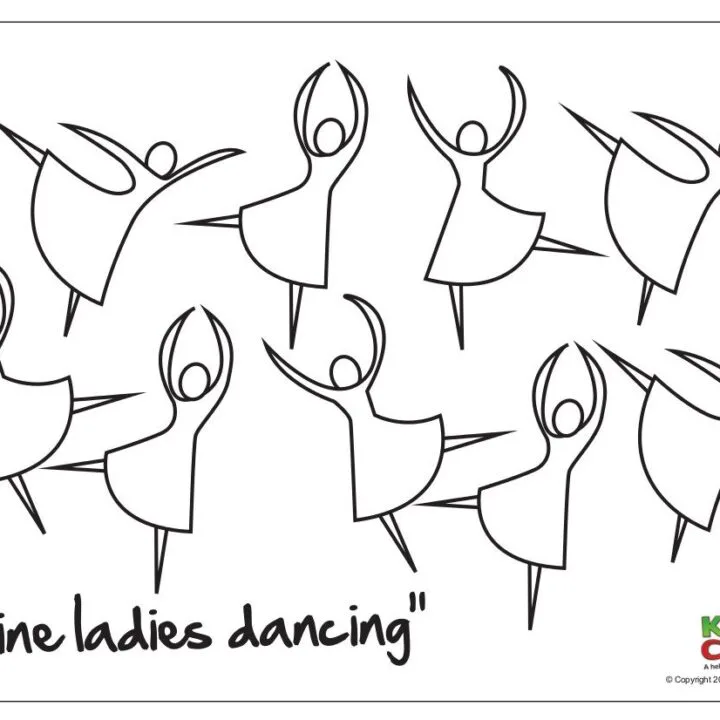 Here you go - another lovely free printable in our series of 12 Days of Christmas pictures. This time its those nine ladies dancing.