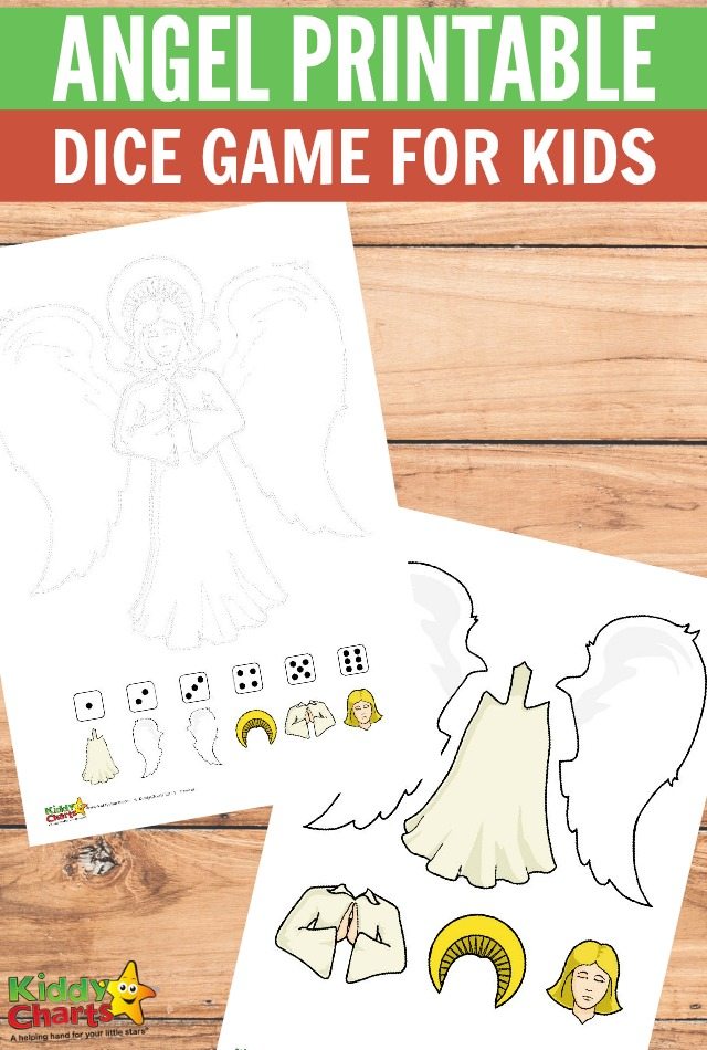 Angel printable dice numeracy game for kids 