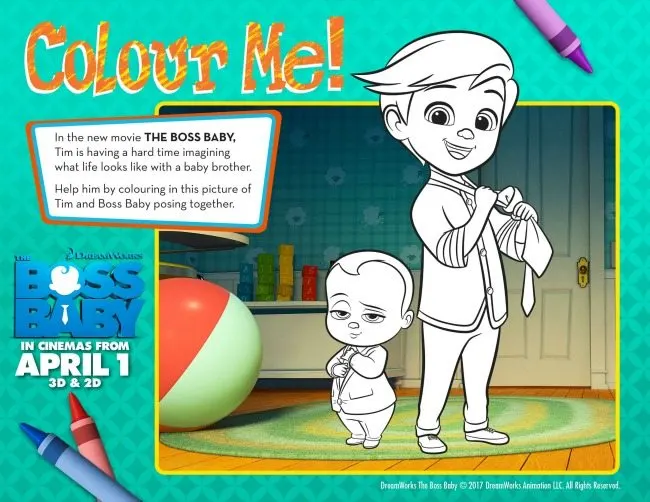 Boss Baby colouring pages and activity sheets colour me