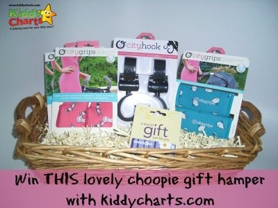 The image is showing a promotion for a gift hamper with kiddycharts.com, which can be won by purchasing Cityhook, Citygrips, or Ocitygrips products.
