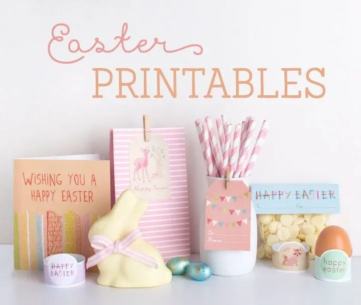 The image is wishing viewers a happy Easter with printables and a greeting from Happy Boston.