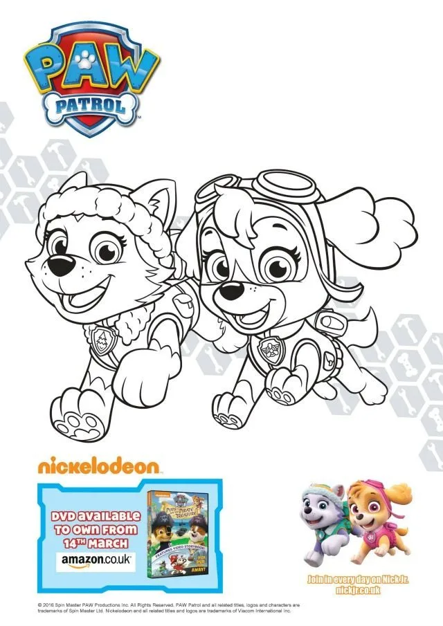 Everest and Skye Colouring Page