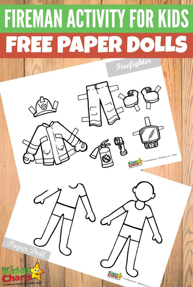 Fireman activity printable for kids Free paper dolls