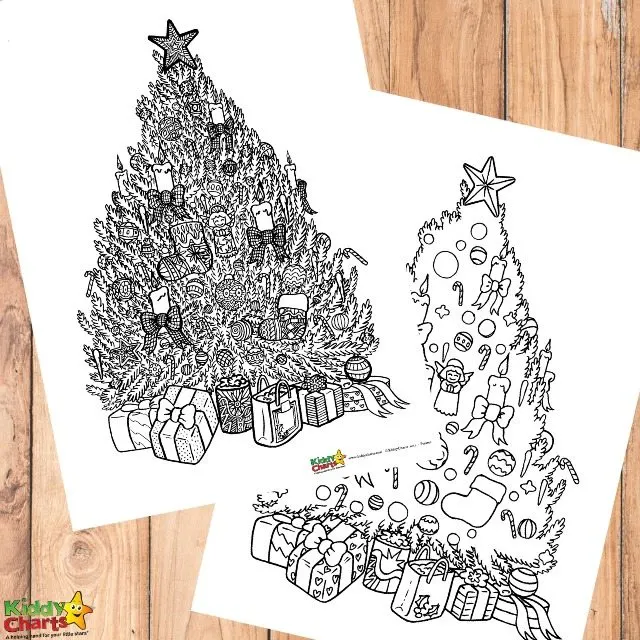 Free Christmas tree coloring for adults and kids