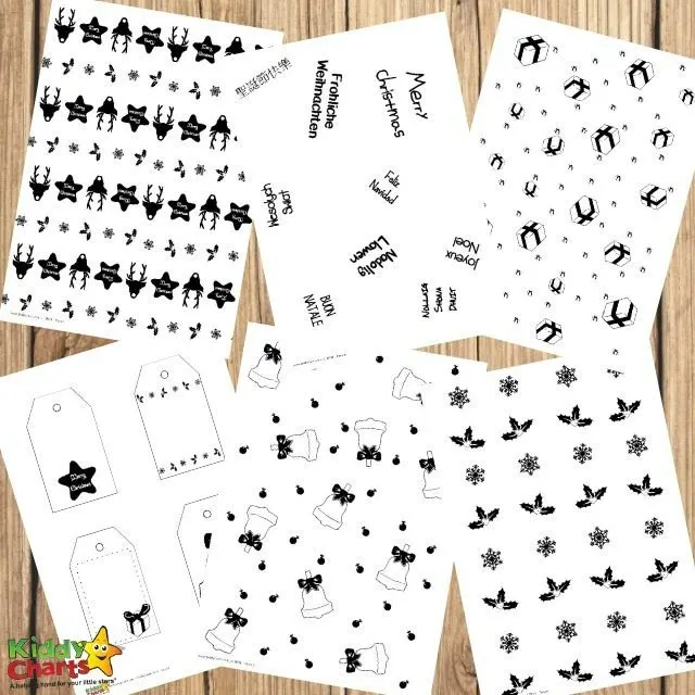 Free Printable Gorgeous Black and White Christmas Gift Tags and Paper Wrapps