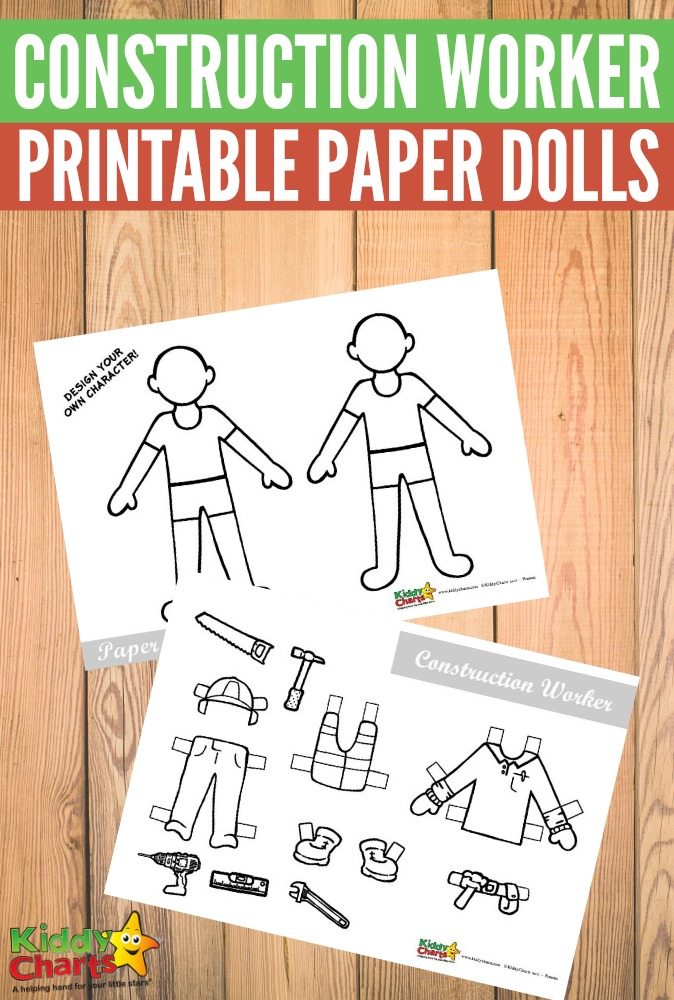 Free printable Construction Worker paper dolls
