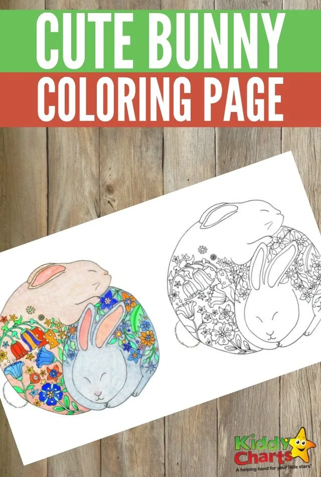 Free printable cute bunny colouring page