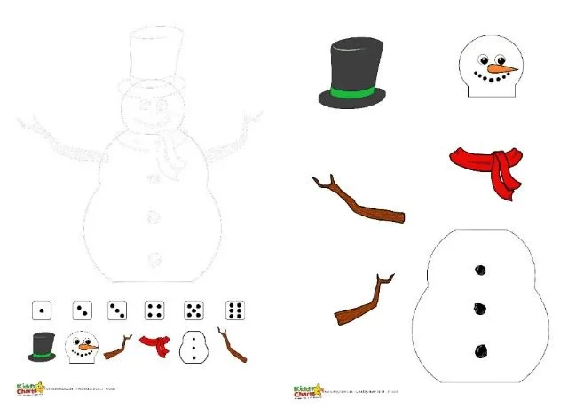 Free winter printable snowman dice game