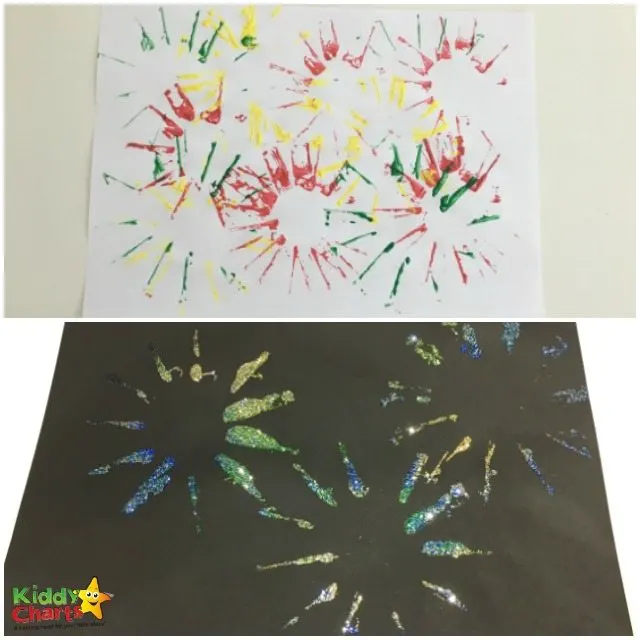 Glitter and color fireworks craft for kids