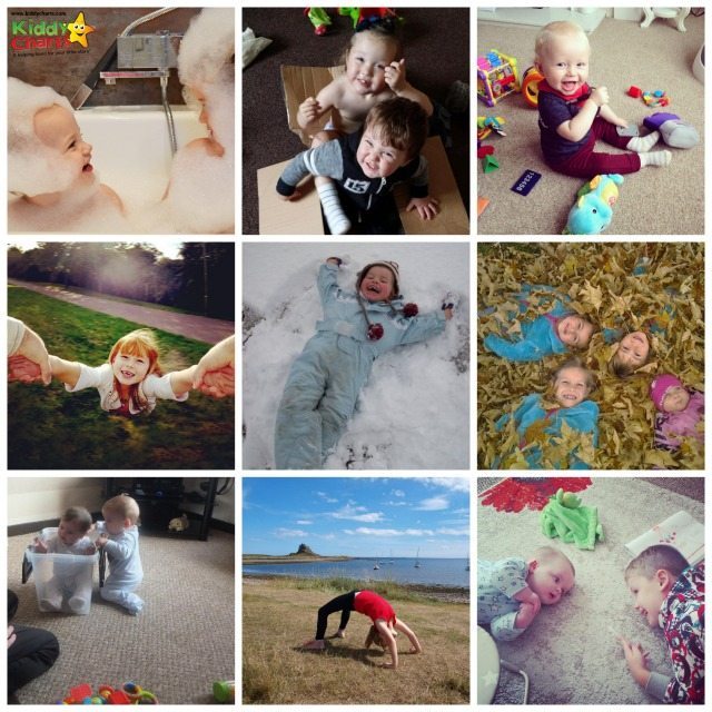 This collage displays pictures of a baby and a dog.
