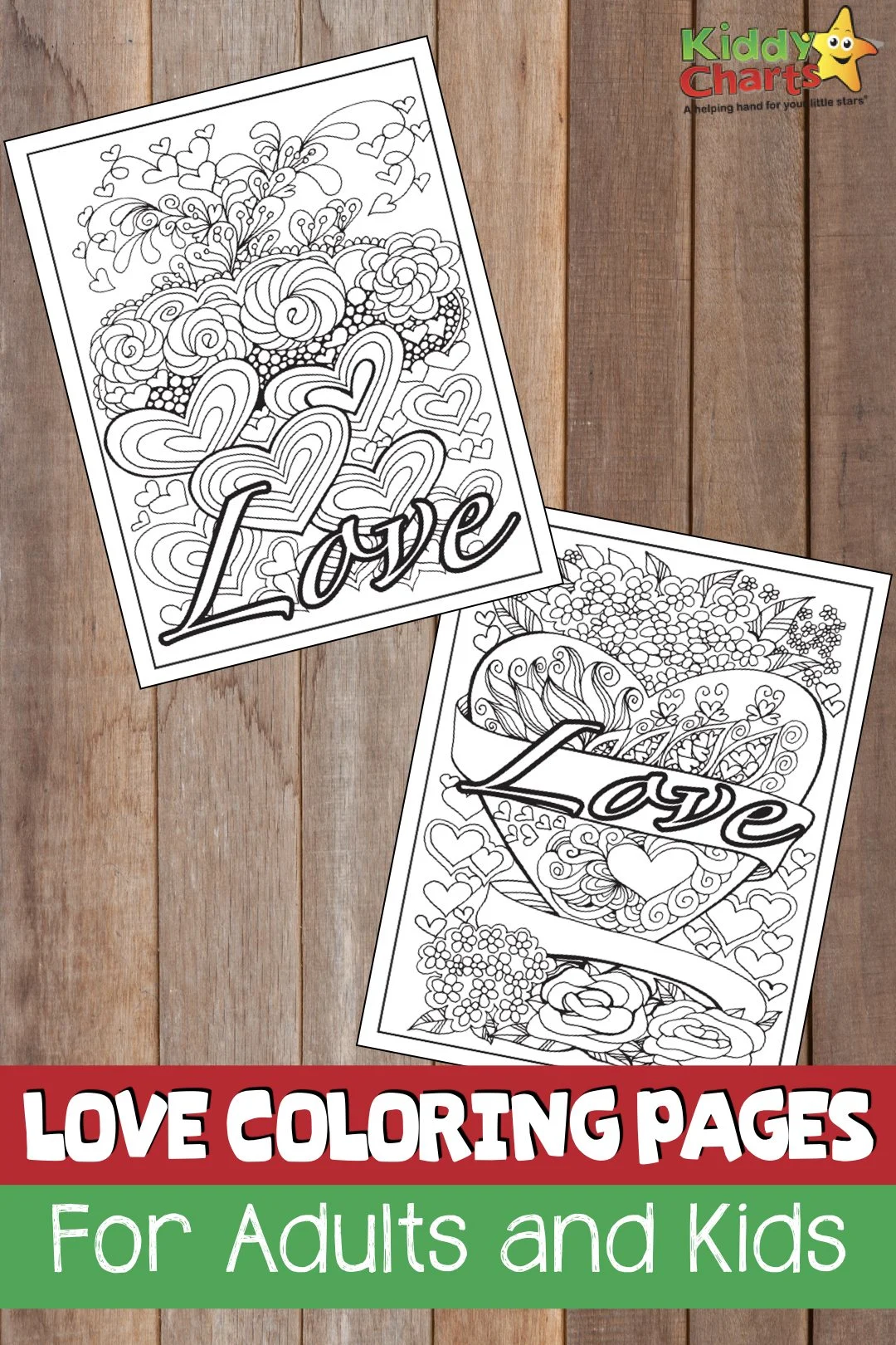 Love coloring pages for adults and kids