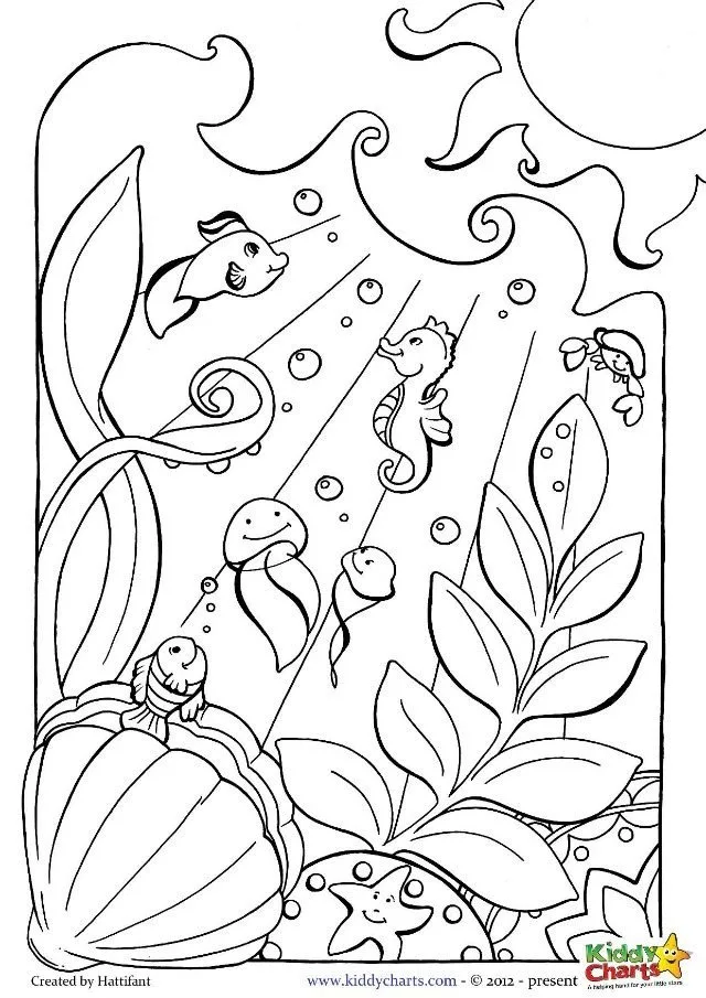 Lovely Ocean Coloring Page for Kids