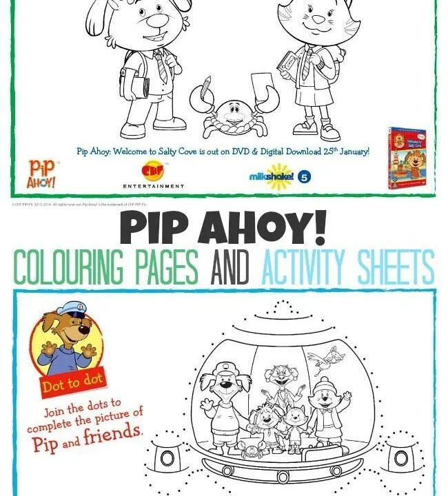 Pip Ahoy Colouring pages and Activity Sheets For Kids
