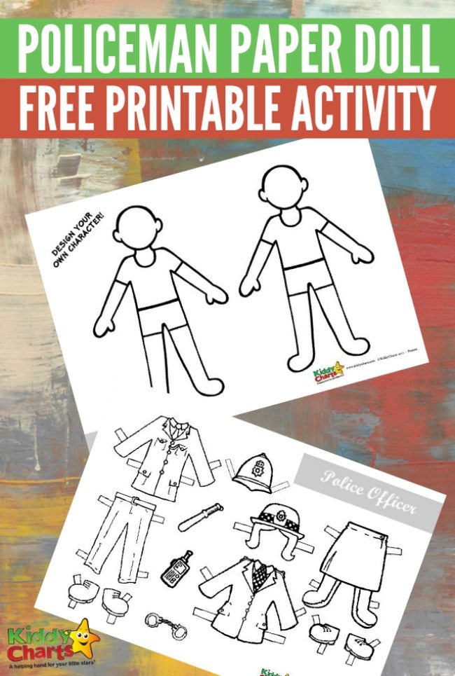 Policeman paper doll free printable activity for kids