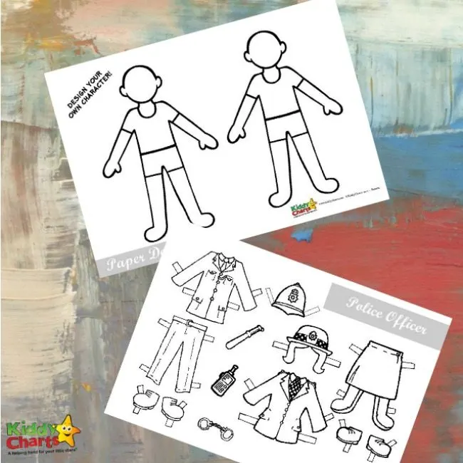 Policeman paper doll free printable activity