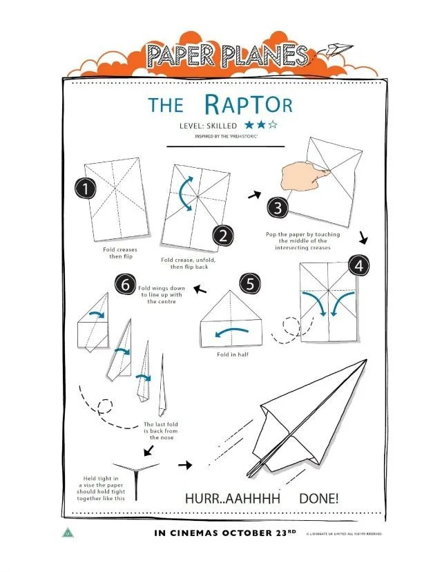 The Raptor printable paper plane tutorial