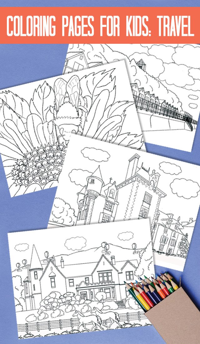 Kids colouring pages on a travel theme have lots of fun with!