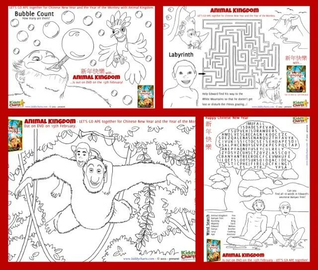 We have four animal kingdom colouring pages and activity sheets to give away to you all today - just download them for free! We have a maze, a bubble count, a wordsearch, and finally a colouring page from the film. Something for all Edward fans.