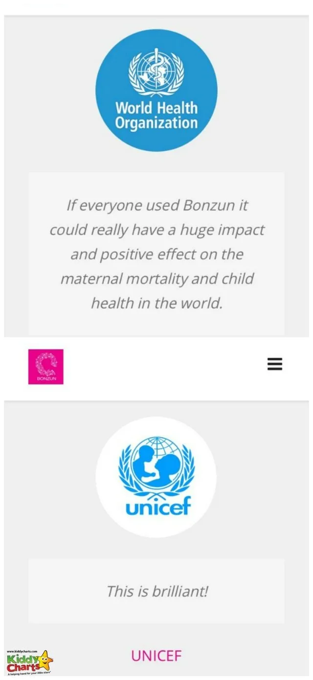 WHO and Unicef endorse the Bonzun week by week pregnancy app.