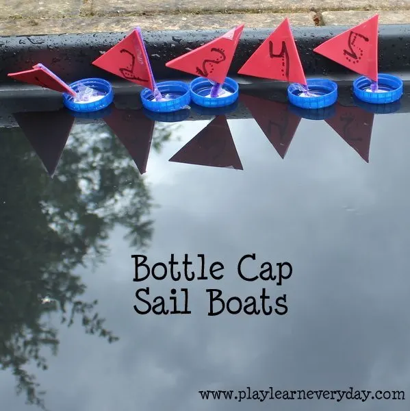 bottle cap sail boats - ready to race